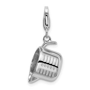 925 Sterling Silver Polished 3-D Measuring Cup Bracelet Charm Lobster Clasp
